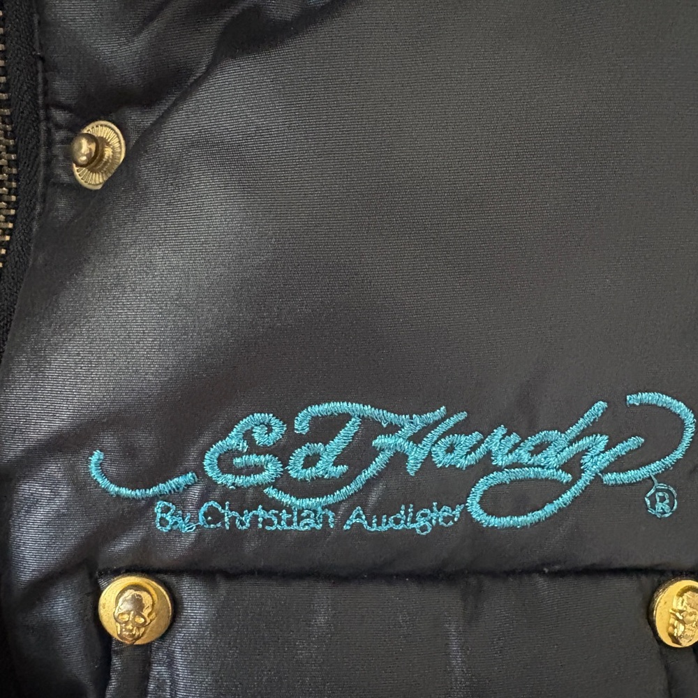 Ed Hardy Black Vest with Skull and Floral Embroidery - Picture 13 of 13